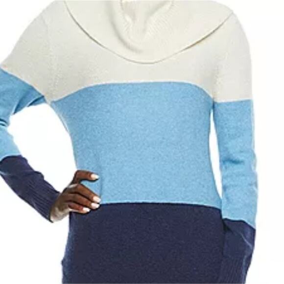 NWT St John's Bay Long Sweater with Cowl Neck Blue & Cream Color Women's Size 1X - Picture 11 of 15